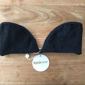 Tori Praver Black strapless bikini top